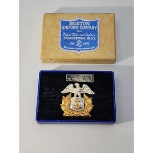 WWII US Merchant Marine Officer Cap Badge Vanguard 1/20 10K GF Sterling ⚓925